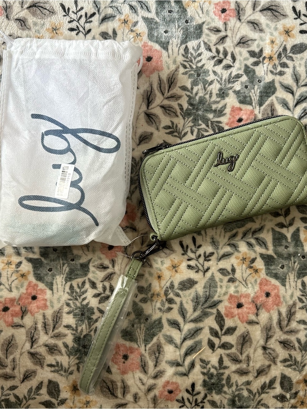Lug Sage Green Quilted Wristlet Wallet